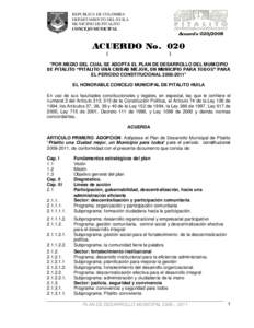 REPUBLICA DE COLOMBIA DEPARTAMENTO DEL HUILA MUNICIPIO DE PITALITO