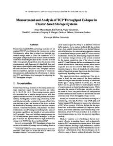 Measurement and Analysis of TCP Throughput Collapse in Cluster-based Storage Systems