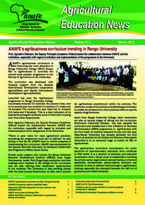 Agricultural Education News, VolMarch, 2015 African Network for Agriculture, Agroforestry