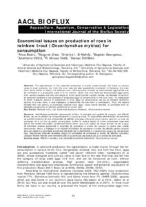AACL BIOFLUX Aquaculture, Aquarium, Conservation & Legislation International Journal of the Bioflux Society Economical issues on production of roes in rainbow trout (Oncorhynchus mykiss) for