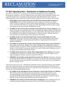 FY 2012 Spending Plan Distribution of Funding Descriptions