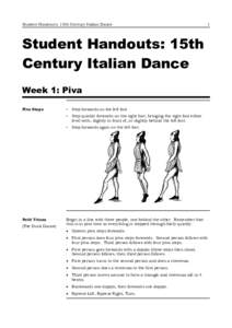 Student Handouts: 15th Century Italian Dance  1 Student Handouts: 15th Century Italian Dance