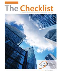 The Checklist A Quarterly Newsletter of the Building Commissioning Association 2012 Third Quarter  In This