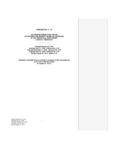 ORDINANCE NOAN ORDINANCE REGULATING THE USE OF THE PARKS AND PROPERTY OWNED OR CONTROLLED BY THE VERNON HILLS PARK DISTRICT (“CONDUCT ORDINANCE”)