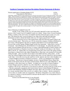 Southern Campaign American Revolution Pension Statements & Rosters Pension application of Jonathan Huling S2332 Transcribed by Will Graves f13VA[removed]