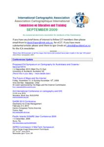 SEPTEMBER 2009 An occasional electronic newsletter for members of the Commission.  If you have any brief items of interest to fellow CET members then please  email them to [removed]. for