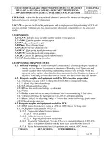 LABORATORY STANDARD OPERATING PROCEDURE FOR PULSENET MLVA OF SALMONELLA ENTERICA SEROTYPE TYPHIMURIUM – APPLIED BIOSYSTEMS GENETIC ANALYZER 3130 XL PLATFORM CODE: PNL24 08