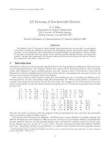 ACM Communications in Computer Algebra, TBA  TBA LU Factoring of Non-Invertible Matrices D. J. Jeﬀrey