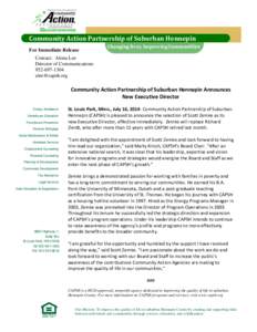 Community Action Partnership of Suburban Hennepin For Immediate Release Changing lives, Improving Communities  Contact: Alona Lee