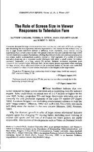 COMMUNICATION REPORTS, Volume 10, No. 1, Winter[removed]The Role of Screen Size in Viewer
