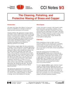 CCI Notes 9/3 The Cleaning, Polishing, and Protective Waxing of Brass and Copper Introduction  Work Space