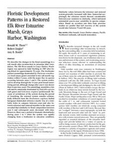 Floristic Development Patterns in a Restored Elk River Estuarine Marsh, Grays Harbor, Washington