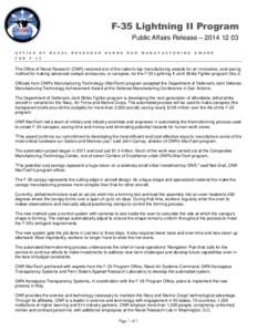 F-35 Lightning II Program Public Affairs Release – [removed]O F F I C E F O R  O F