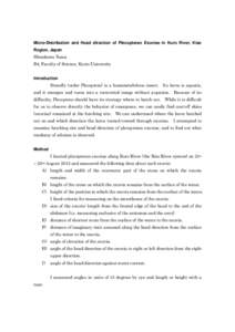 Micro-Distribution and Head direction of Plecopteran Exuviae in Kuro River, Kiso Region, Japan Shirakawa Yuma B4, Faculty of Science, Kyoto University Introduction Stonefly (order Plecoptera) is a hemimetabolous insect. 