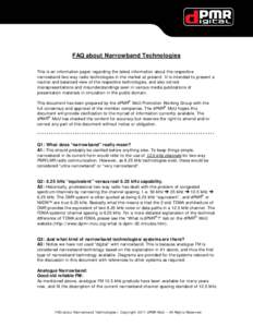 Trunked radio systems / Digital private mobile radio / NXDN / Terrestrial Trunked Radio / Project 25 / Frequency-division multiple access / Narrowband / Digital mobile radio / MPT-1327 / Technology / Wireless / Telecommunications engineering