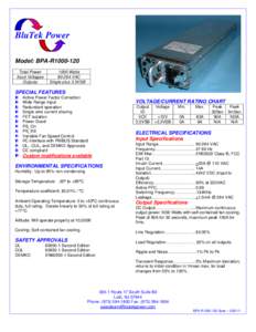 BluTek Power Model: BPA-R1000-120 Total Power Input Voltages Outputs