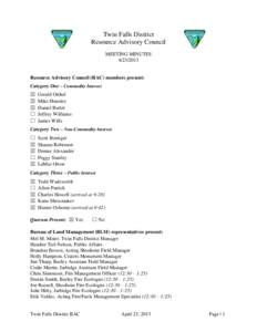 Twin Falls District Resource Advisory Council  MEETING MINUTES April 2013