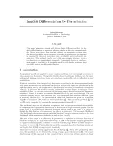 Implicit Differentiation by Perturbation  Justin Domke Rochester Institute of Technology [removed]