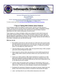 Indianapolis Metropolitan Police Department East District 201 N. Shadeland AV Indianapolis, IN[removed]6200 Website: http://www.indy.gov/CrimeWatch/IMPDDistricts/EastDistrict/Pages/DistrictHome.aspx Visit our Faceb