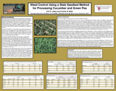 Weed Control Using a Stale Seedbed Method for Processing Cucumber and Green Pea Carl R. Libbey and Timothy W. Miller Figure 1  Washington State University Mount Vernon NWREC, 16650 State Route 536, Mount Vernon, Washingt