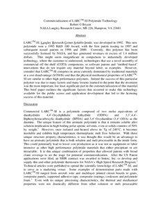 Commercialization of LARCTM-SI Polyimide Technology Robert G Bryant NASA Langley Research Center, MS 226, Hampton, VA 23681