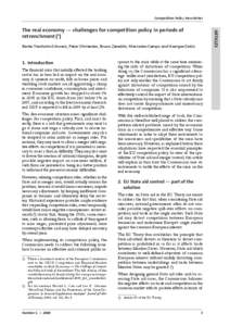 Competition Policy Newsletter  ARTICLES The real economy — challenges for competition policy in periods of retrenchment (1)