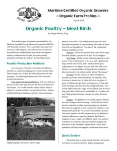 Martime Certified Organic Growers ~ Organic Farm Profiles ~ March 2002 Organic Poultry - Meat Birds by Roger Henry, PAg.