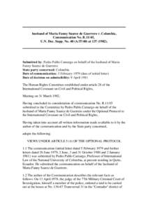 husband of Maria Fanny Suarez de Guerrero v. Colombia, Communication No. R.11/45, U.N. Doc. Supp. No. 40 (AatSubmitted by: Pedro Pablo Camargo on behalf of the husband of Maria Fanny Suarez de Guerre