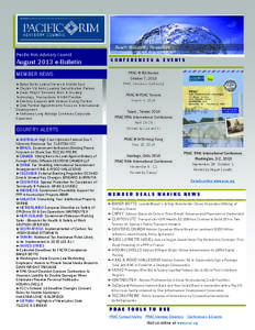 P A CIFIC RIM A D VIS ORY CO UNCIL  Pacific Rim Advisory Council August 2013 e-Bulletin MEMBER NEWS