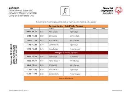 Zofingen  Championnat Suisse LND Schweizer Meisterschaft LND Campionato Svizzero LND Gonzen Girls, Perce Neige 2, Winti Bulls 2, Tiger’s Eye, SC Hüetli 2, Altra Eagles