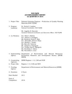 Emissions reduction / Forestry / Reforestation / Seed / State university and college / Benchmarking / Cotabato / Plant nursery / Biology / Conservation / Higher education in the Philippines / Environment