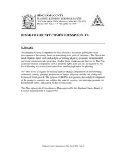 BINGHAM COUNTY COMPREHENSIVE PLAN