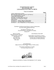 Jacob Edwards Library Southbridge, MA Long Range Plan FY2011-FY2016 Table of Contents  PAGE