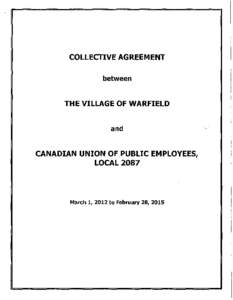 COLLECTIVE AGREEMENT between THE VILLAGE OF WARFIELD and