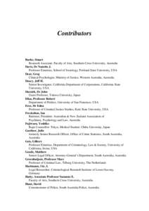 International victimology : selected papers from the 8th International Symposium : proceedings of a symposium held[removed]August 1994, Adelaide : Contributors