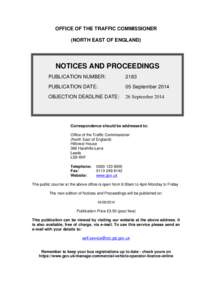 Notices and proceedings: North East of England: 5 Sepetmber 2014