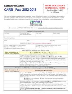 MENDOCINO COUNTY  CARES PLUS[removed]FINAL DOCUMENT SUBMISSION FORM