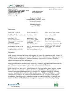 State of Vermont Department of Vermont Health Access Vermont Blueprint for Health 312 Hurricane Lane, Suite 201 Williston VT[removed]dvha.vermont.gov