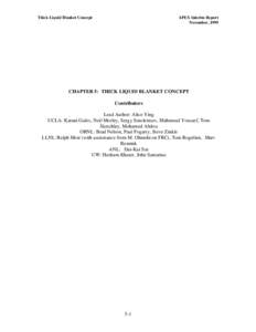 Thick Liquid Blanket Concept  APEX Interim Report November, 1999  CHAPTER 5: THICK LIQUID BLANKET CONCEPT