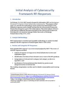 Initial Analysis of Cybersecurity Framework RFI Response