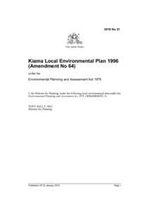 2010 No 21  New South Wales Kiama Local Environmental Plan[removed]Amendment No 64)