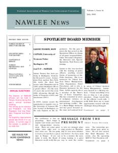 National Association of Women Law Enforcement Executives  Volume 1, Issue 14 July, 2003  NAWLEE N E W S