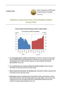 12 March[removed]Statistics on Securities Issues of Irish Resident Entities January[removed]Trends in Market-based Financing of all Irish-resident Entities