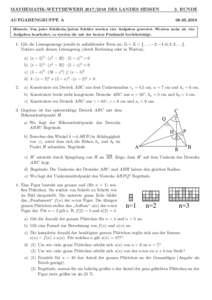 MATHEMATIK-WETTBEWERBDES LANDES HESSEN  3. RUNDE AUFGABENGRUPPE A