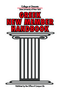 College at Oneonta State University of New York GREEK NEW MEMBER HANDBOOK