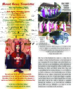Mount Grace Newsletter May to October 2005 Holy Spirit Adoration Sisters Our 2005 Corpus