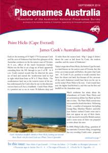 SEPTEMBER[removed]Newsletter of the Australian Na tional Placenames Sur vey an initiative of the Australian Academy of Humanities, suppor ted by the Geographical Names Board of NSW  Point Hicks (Cape Everard)