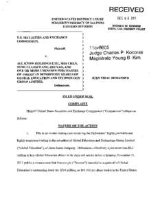 SEC Complaint: All Know Holdings Ltd. , Sha Chen, Song Li, Lili Wang, and Zhi Yao