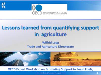 Lessons learned from quantifying support in agriculture Wilfrid Legg Trade and Agriculture Directorate  OECD Expert Workshop on Estimating Support to Fossil Fuels,