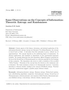 Entropy 2001 , 3, 01–11  entropy ISSNwww.mdpi.org/entropy/